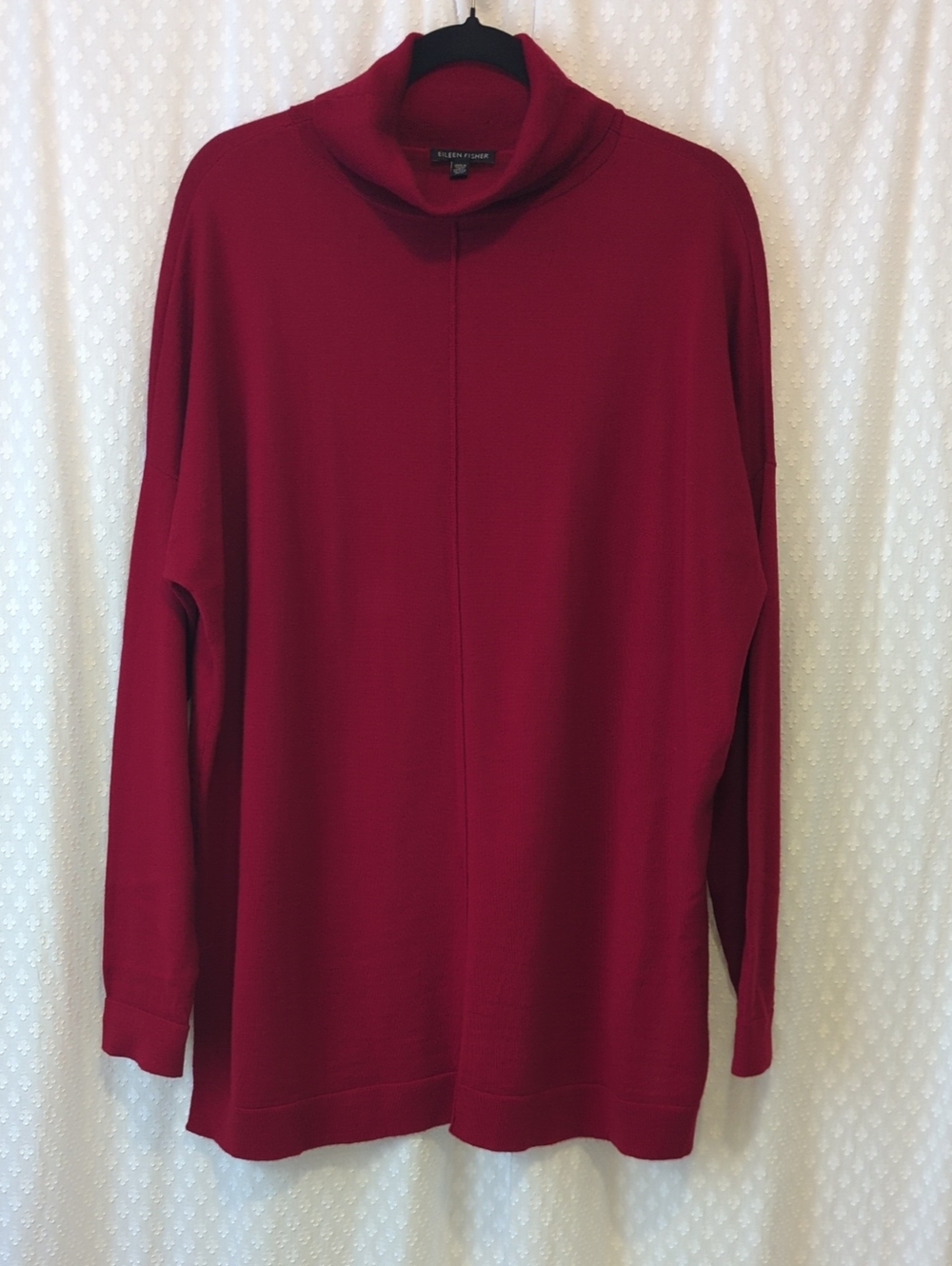 Eileen Fisher Red Turtleneck Tunic Merino Wool Women's M